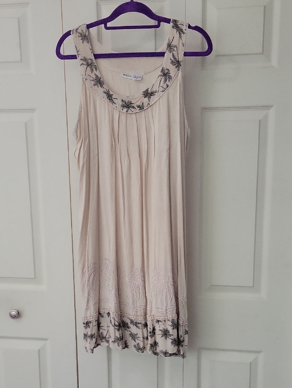 raya sun Beige Embroidered Sleeveless Mini Dress